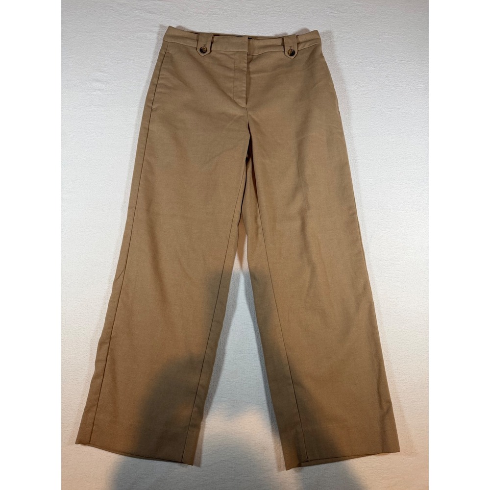 Banana Republic Womens 2 Petite Khaki Tan Wide Leg Trousers Dress Pants